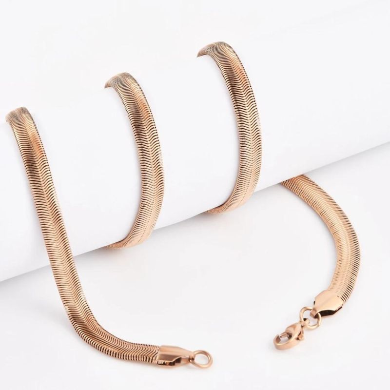 Factory Manufacturer Necklace Anklet Bracelet Men′s Hip-Hop Flat Snake Chain Fashion Collection Handcraft Stainless Steel Jewelry
