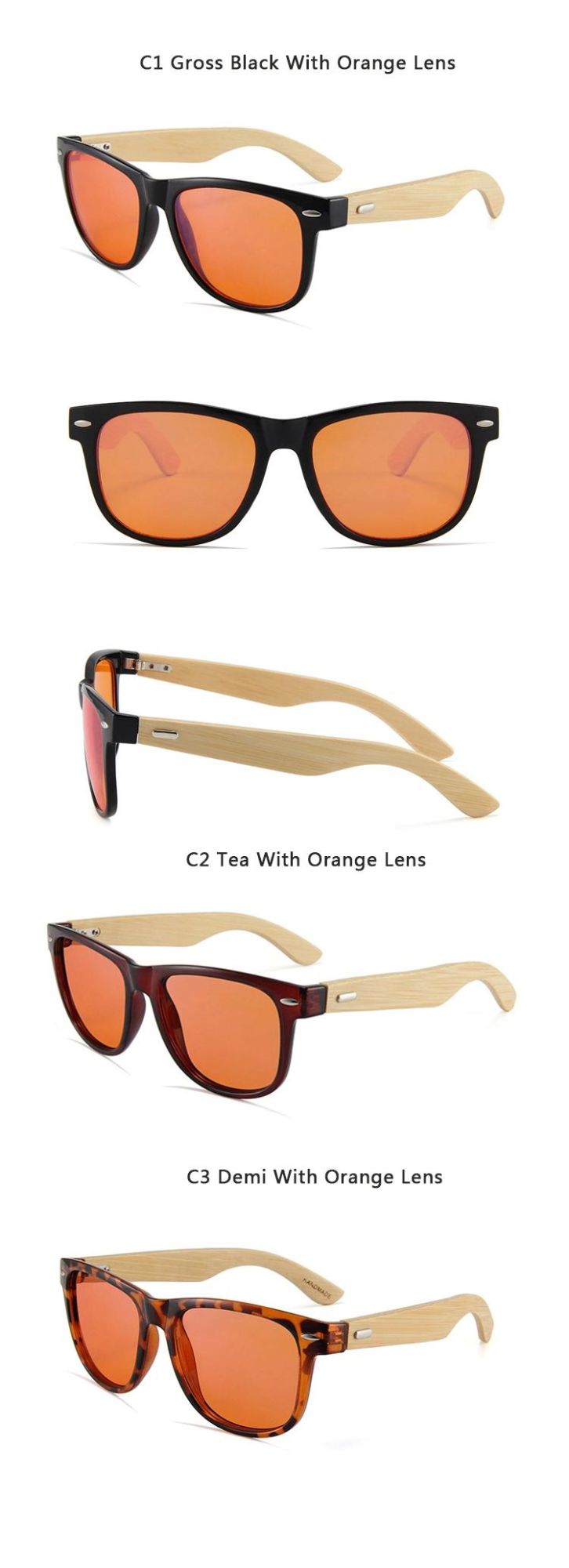 2022 Bamboo Blue Light Blocking Glasses Private Label Cycling Eyewear Wholesale Custom Sunglasses