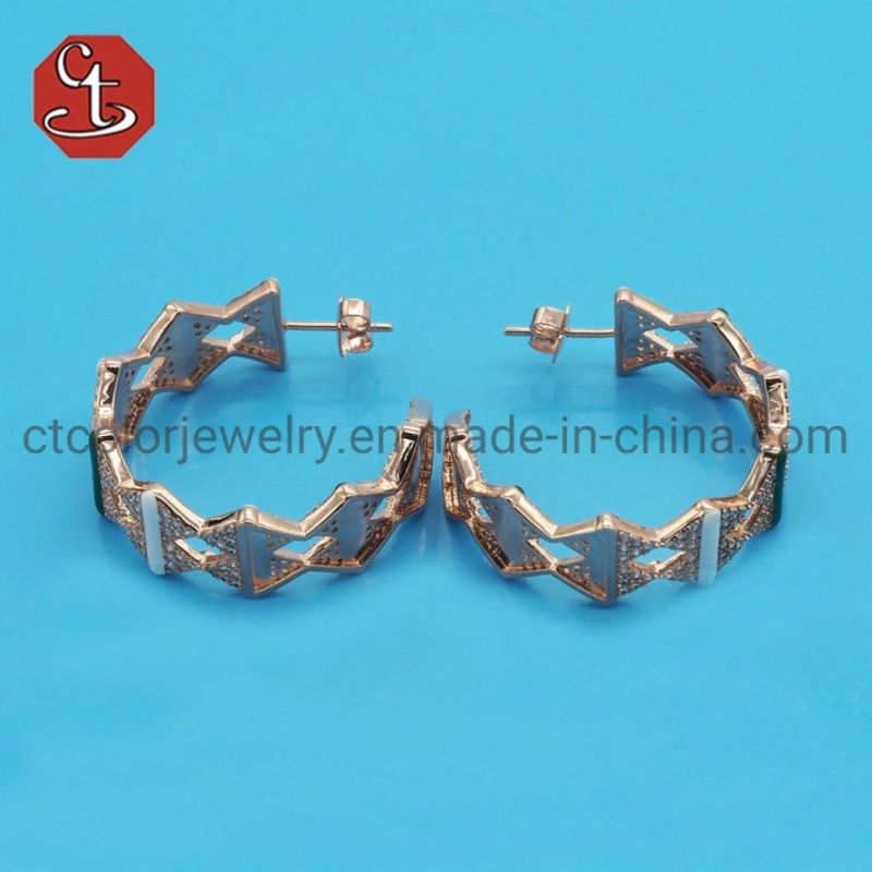 Hot Sales Silver or Brass Hoop Earring Fashion Enamel Silver Jewelry Round Earring Jewelry