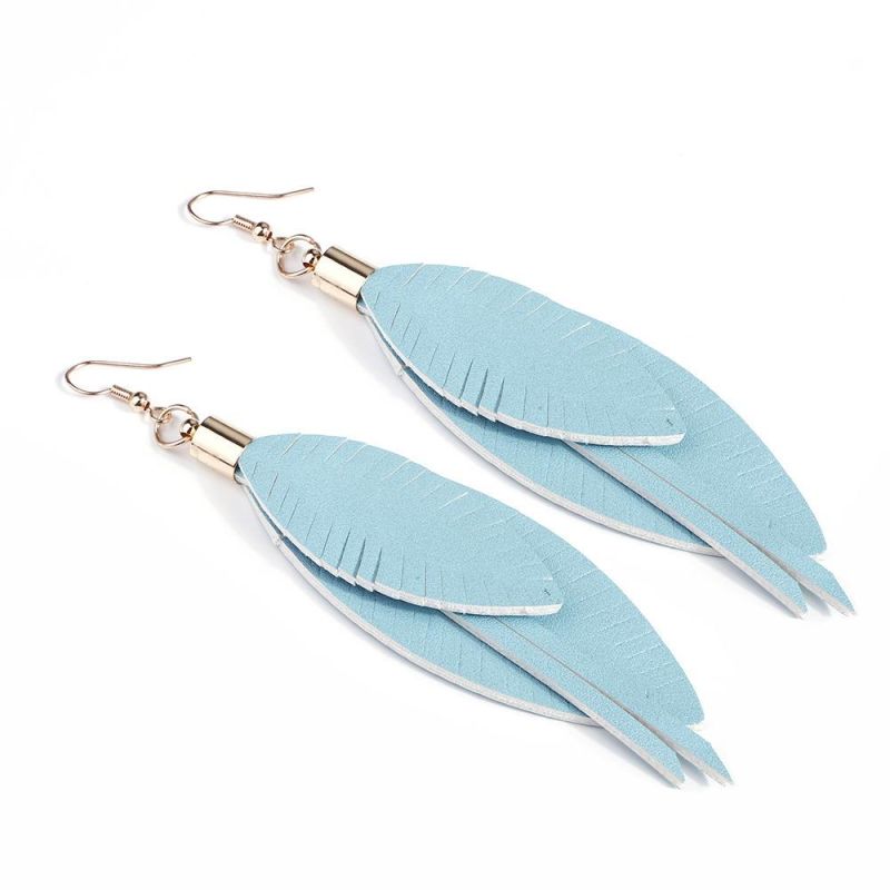 New Fashion Jewelry PU Leather Leaves Drop Earings for Women