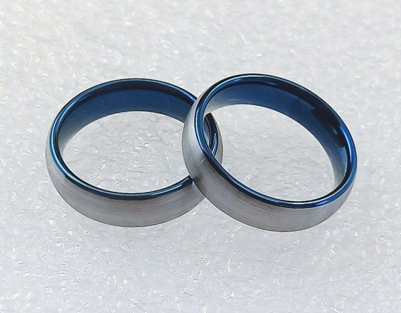 Factory Wholesale New Tungsten Steel Ring 4mm Wide Blue Matte Ring Tungsten Gold Ring for Men and Women Jewelry Tst4193