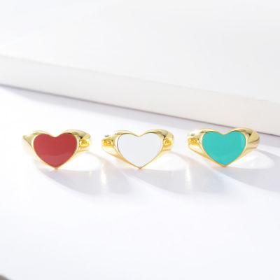 Women Gold Plated 925 Sterling Silver Heart Enamel Custom Wholesale Ring for Girlfriend