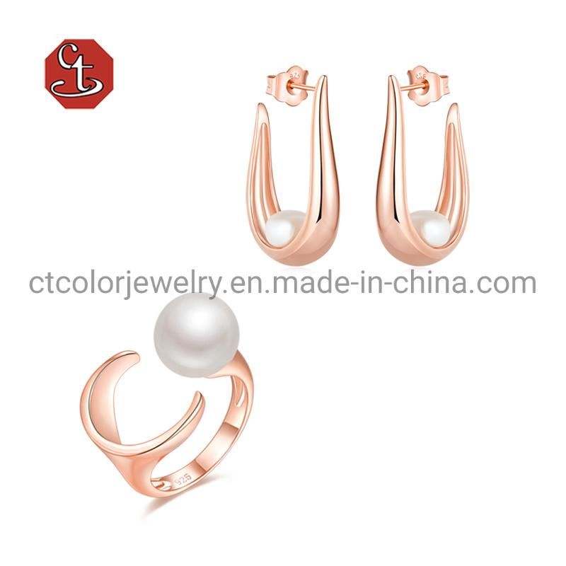 Fashion Pearl Earring for Jewelry Design  Rose Plated 925 Silver Female Jewelry Earring