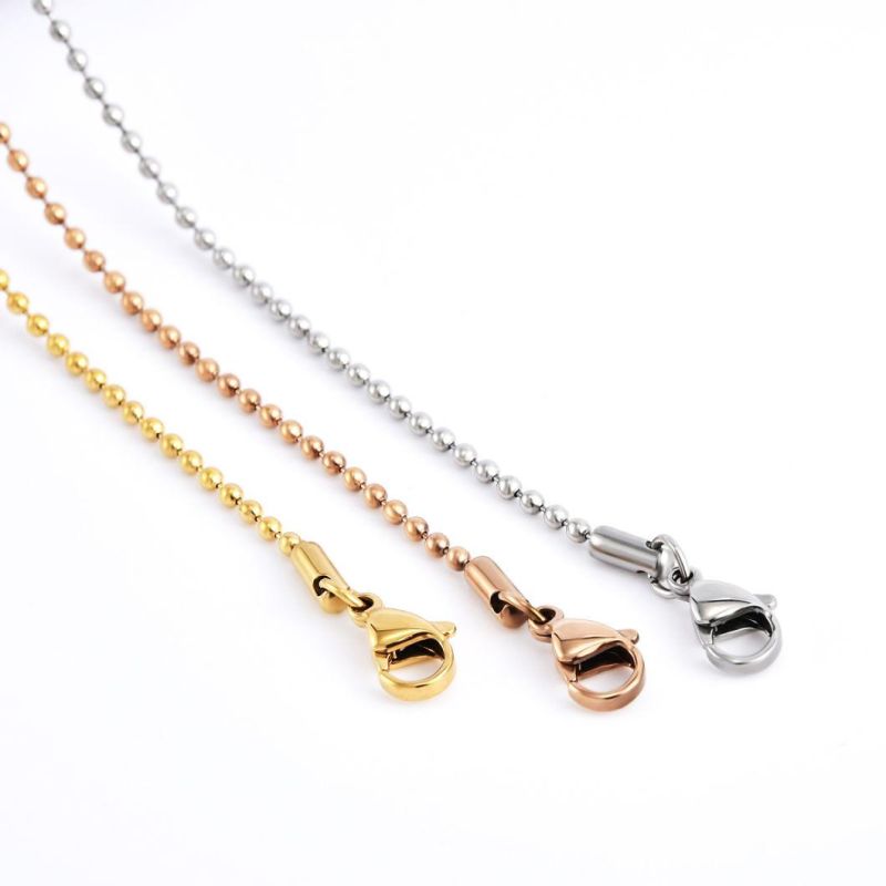 Factory Supplier 18K PVD Gold Plated Ipg Stainless Steel Round Bead Chain Necklace Jewelry