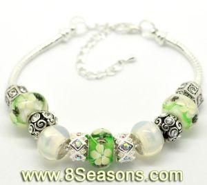 Boutique Green Glass Lampwork Beads European Bracelets 20cm (B17727)
