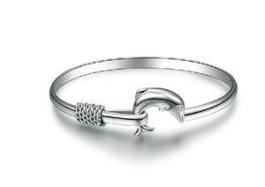 Sterling Silver Dolphin Shape Movable Bangle (B0231)