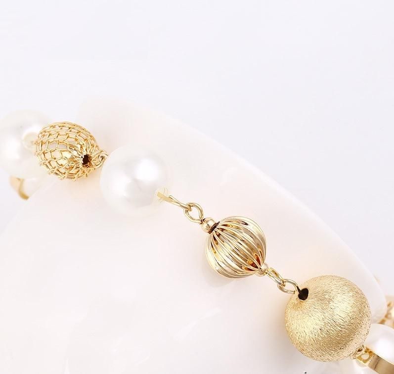 Wholesale New Fashion Unique Design Alloy Jewelry Gold Plated Pearl Charm Bracelet
