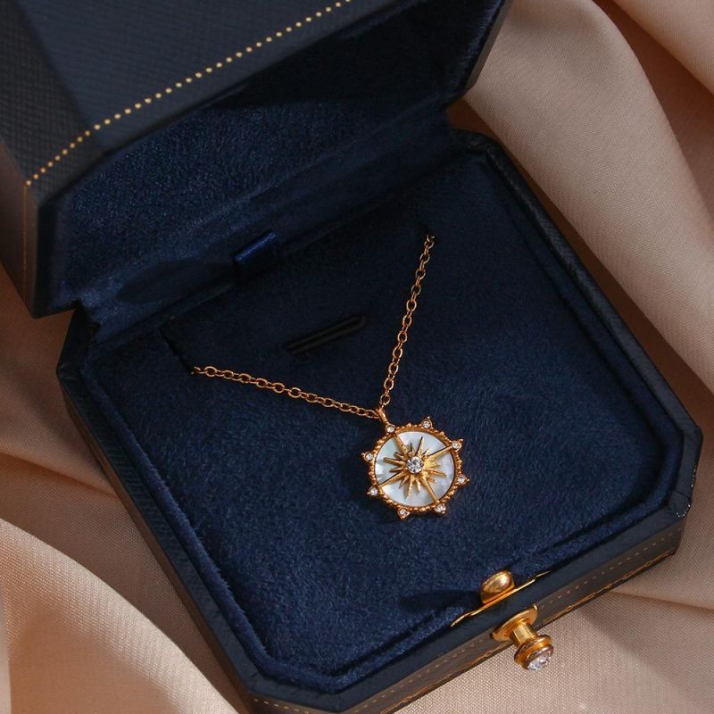 Factory Pendant Fashion Jewelry Ins Fashion Fashion Fashion Niche Design Pendant Jewelry Lucky Wheel Octagonal Star Shell Pendant Necklace Female