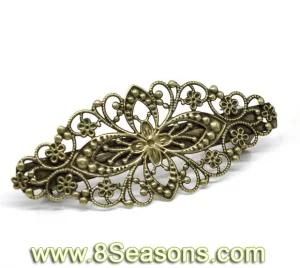 Antique Bronze Flower French Hair Barrette Clips 80x35mm (B13209)