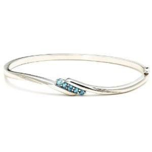 Sterling Silver Five-Stone Bangle Bracelet