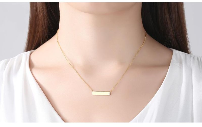 Simple Gold Strip Chain with Cubic Zircon Necklace