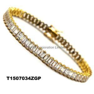 Fashion Jewelry Silver Jewelry in Gold Plating with Cubic Zircon Bracelet