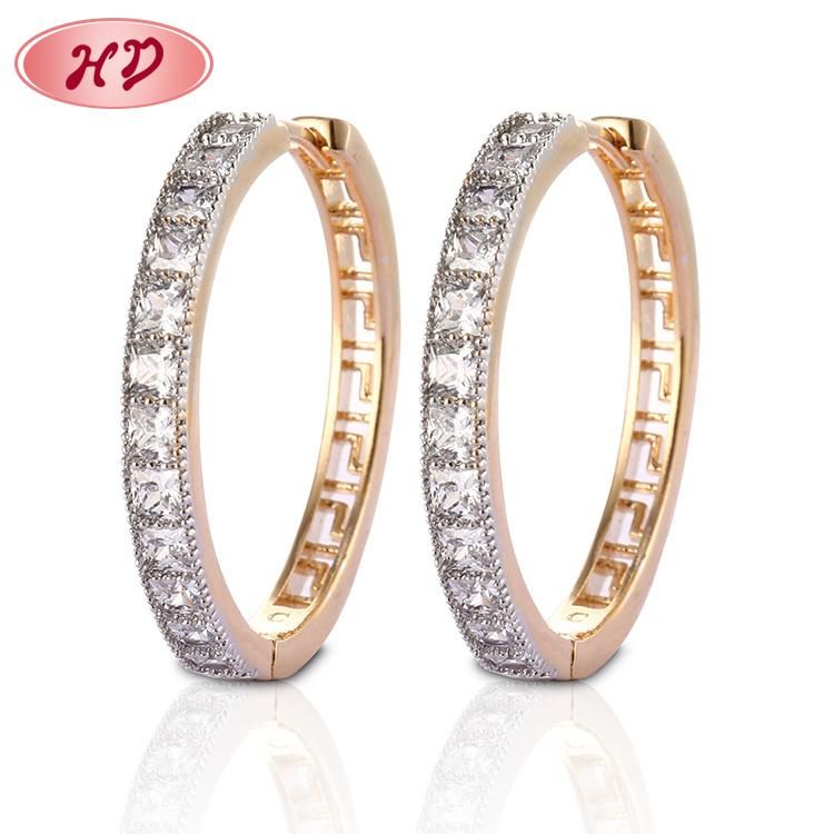 Costume Fashion Jewelry Women 14K 18K Gold Plated Imitation Huggie Hoop Earring with CZ Pearl
