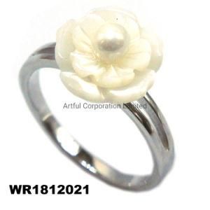 Fashion Rings/Flower Shell Ring/Silver Ring in Rhodium Plating
