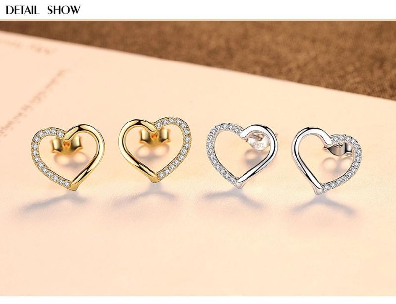 Fashion Jewelry Silver Jewelry Hollow out Heart Style Ear Stud
