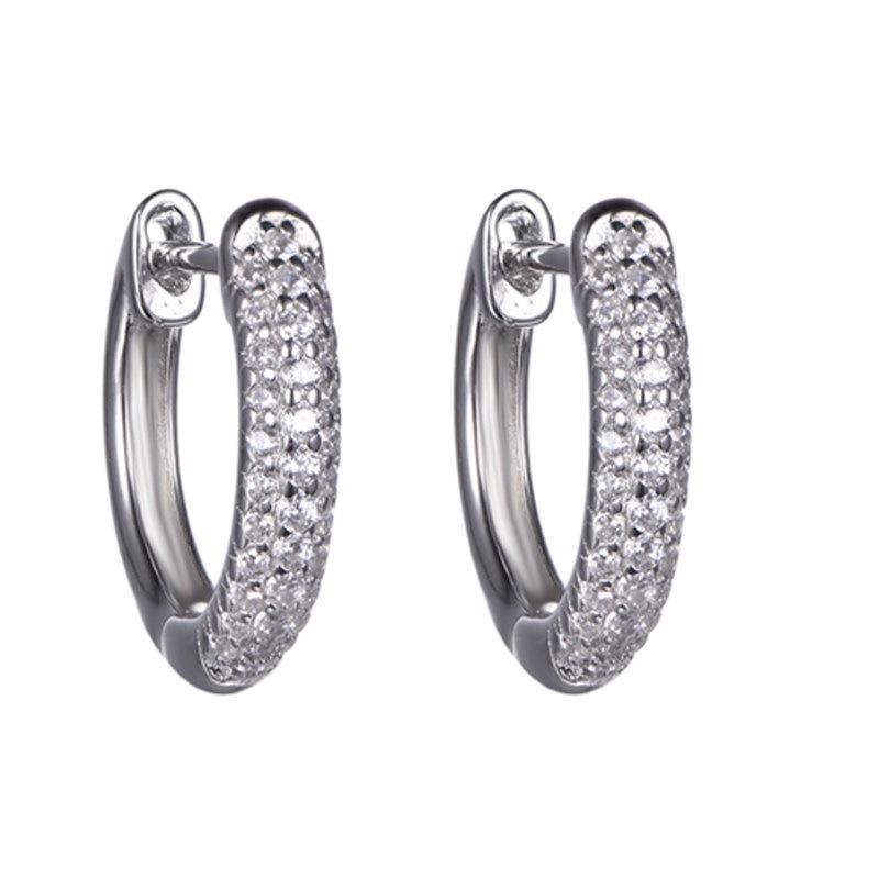 925 Silver Elegant CZ Hoop Earring with Gold Plating