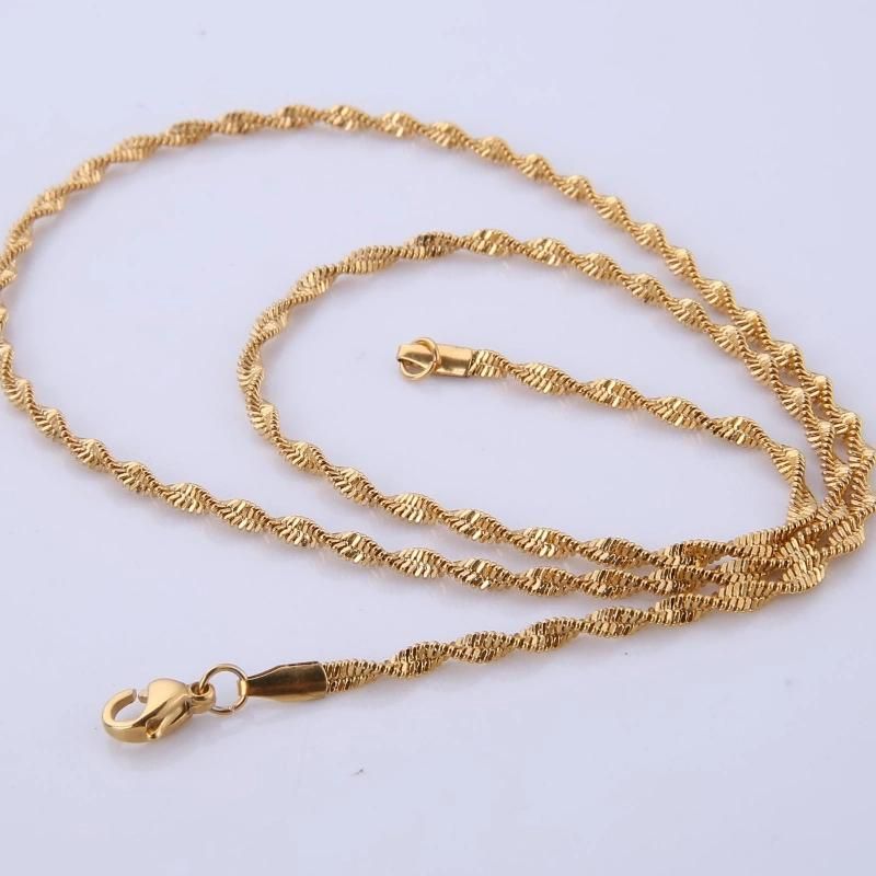 Stainless Steel Jewelry Design Twisted Push Chain Necklace for Lady