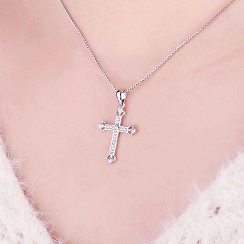 925 Sterling Silver Jewelry Crown Cross Heart Cubic Zirconia Pendant Fashion Jewelry Wholesale