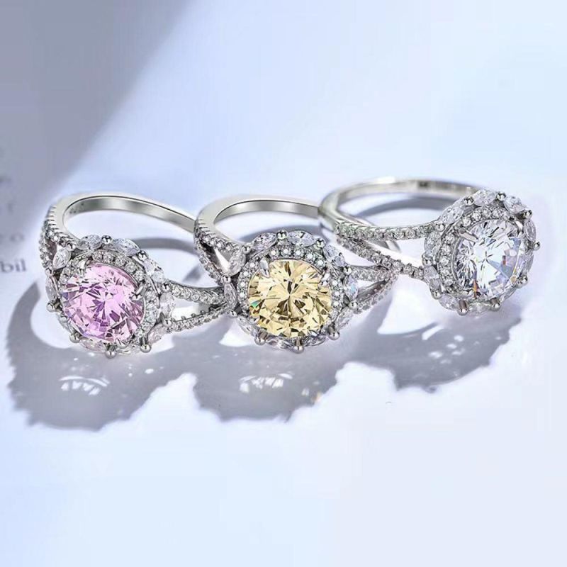 2022 Fashion Accessories High Carbon Diamond 8 mm Ring Wedding Engagement 925 Sterling Silver Ring