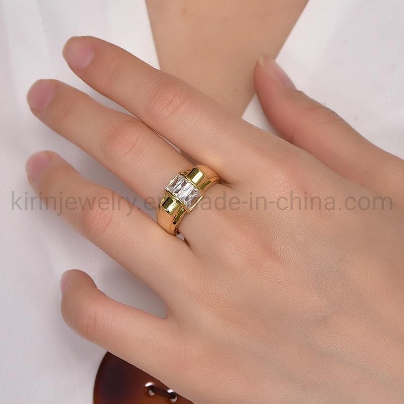 Fashion Jewelry Big 5A CZ Zircon Diamond Ring for Woman Engagement Ring 18K Gold Plated Wedding Rings