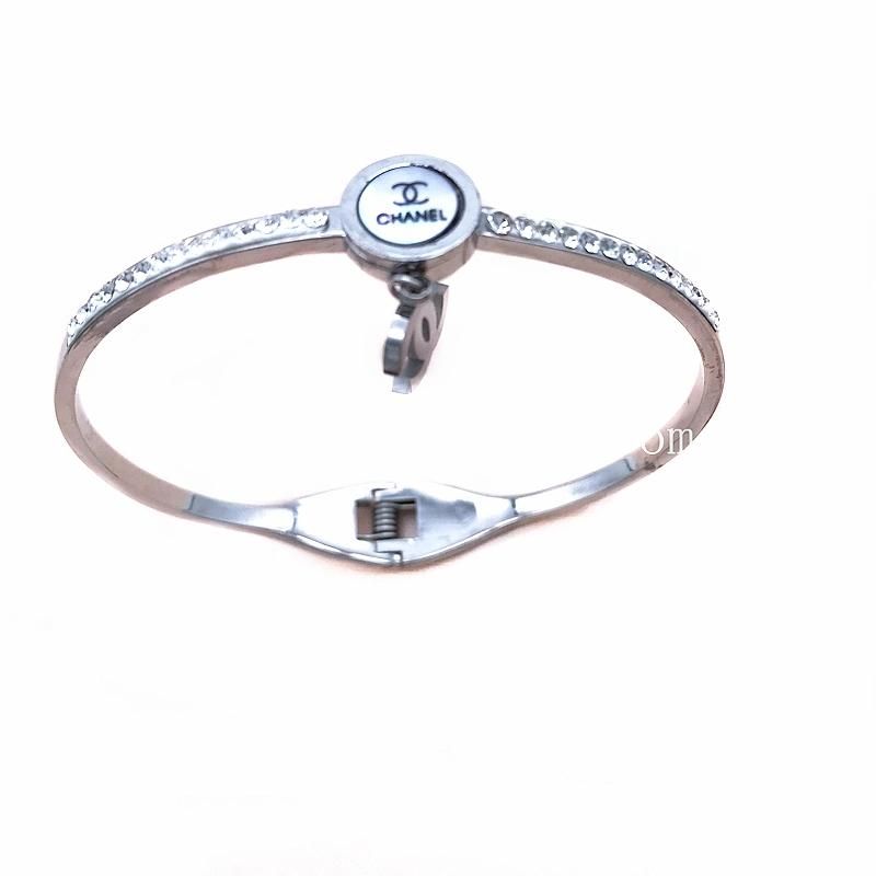 Fashion Stainless Steel Jewelry Silver Zircon Bangle Bracelet for Women