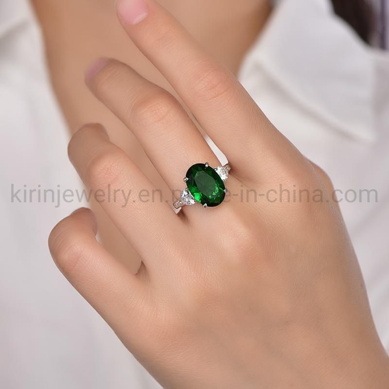 Emerald Promise Ring CZ 925 Sterling Silver Emerald Rings for Women Micro Prong Setting Green Emerald Ring