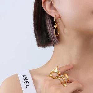 Design Fashion 18K Gold Plated Jewelry Twist Earrings Stainless Steel Earrings for Women