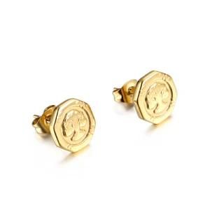 Hexagonal Tree of Life Gold Plated Stainless Steel Earrings Stud