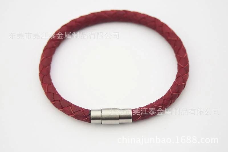 Multi Color Leather Bracelet with Stainless Steel Connector for Gifts