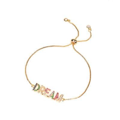 Fashion Bracelet Letter Charm Copper Women Jewelry Dream Letter Bracelets
