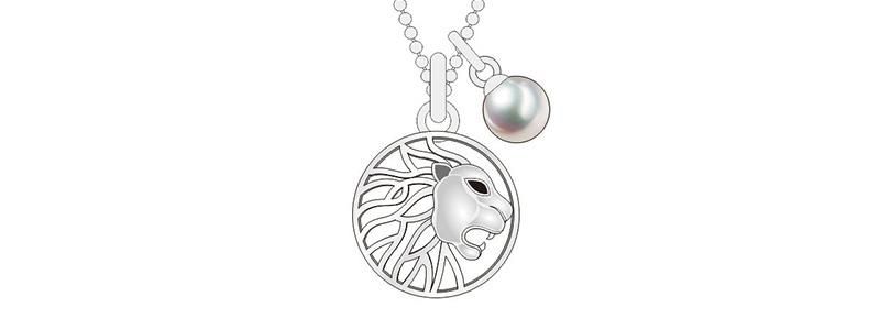 Five Silver Pearl Lion Pattern Diamond Jewelry