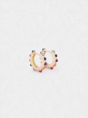 Fashion Women Jewelry Colorful Acrylic Beaded Hoop Earrings