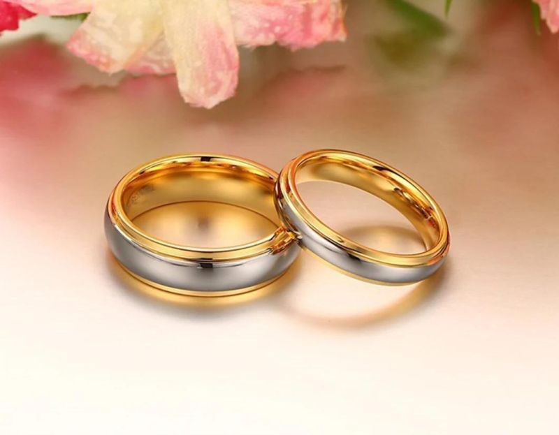 Tungsten Gold New Products Tungsten Steel Gold Couple Rings European and American Style Engagement Rings Fashion Rings Tstr034