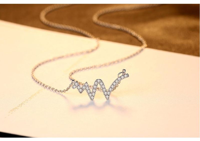 S925 Sterling Silver Fashion Zircon Lightning Shape Necklace