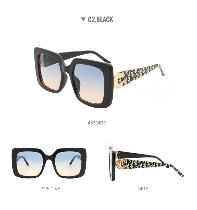 2022 Designer Plastic Sun Glasses for Wholesale Women Shades UV400 Oversized Big Square Sunlgasses