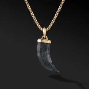 Gold Plated Stainless Steel Diamond Tag Pendant Necklace