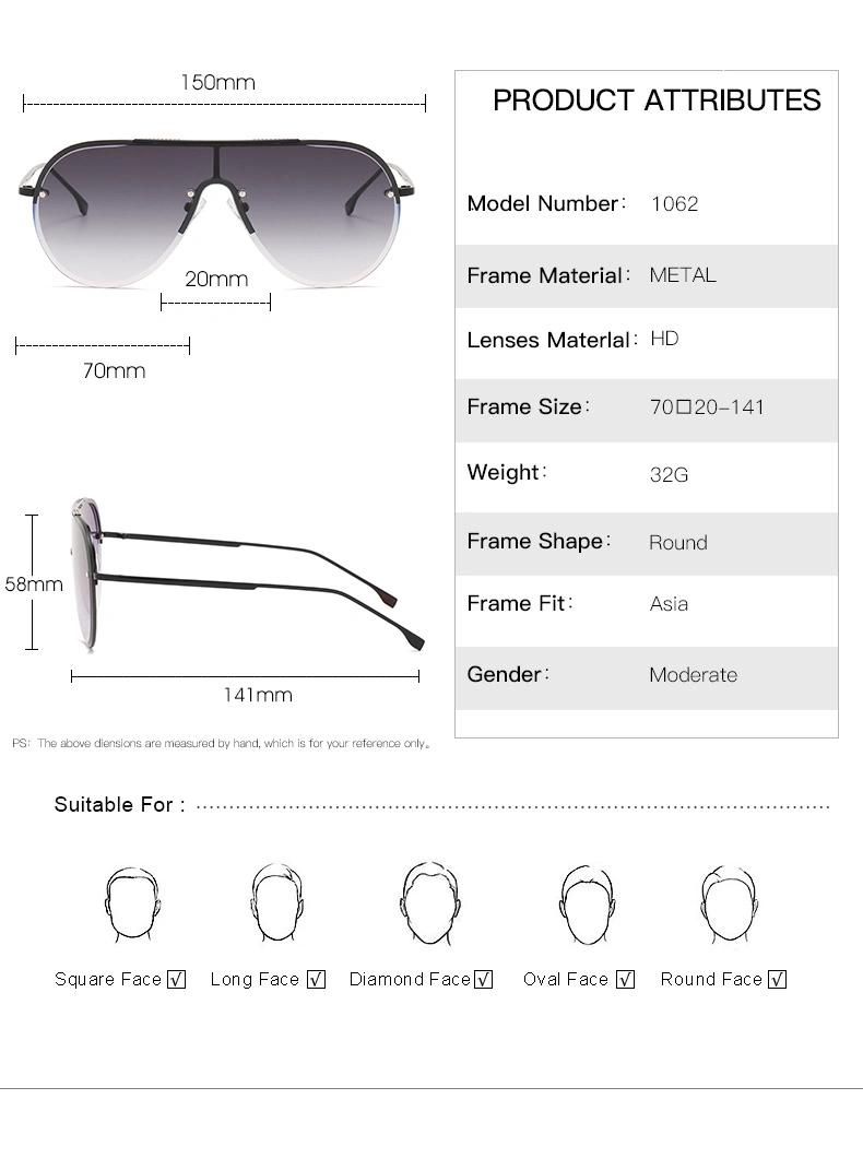 Brand Fashion One PCS Metal Sunglasses