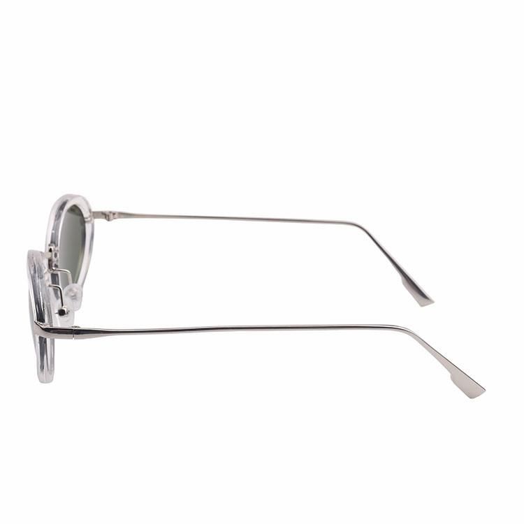 Retro Style Round PC Frame with Metal Temple Sunglasses