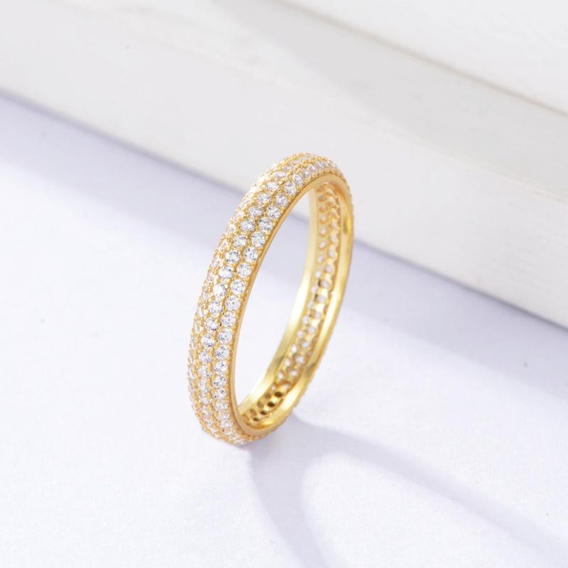 Fashion Engagement Jewelry Gold Plated 925 Silver Ring Cubic Zirconia Vintage Rings