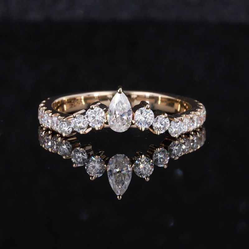 3/4 Eternity Moissanite Women Ring Heart Shape Jewelry Rose Color Band Rings