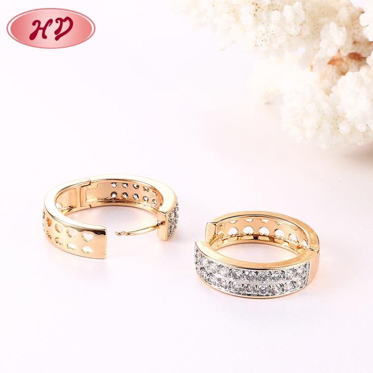 Fashion 18K Gold Jewelry Silver Alloy Stud Drop Hoop Huggie CZ Earrings with Crystal for Women