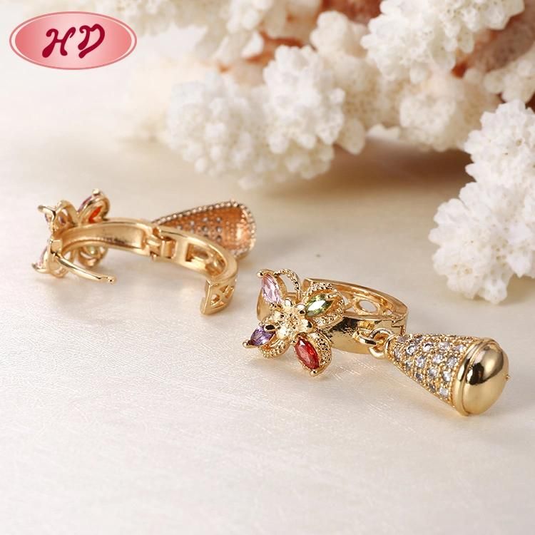 Jewelry Gold Plated Small Hoop Huggie Earrings with Clear Cubic Zircon for Women