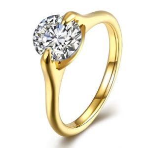Stainless Steel Women CZ Diamond Fashion Ring Jewelry