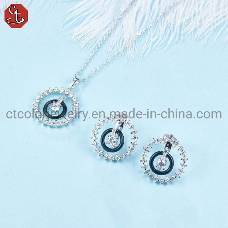Elegant circle 925 silver White CZ Pendents necklace for girls