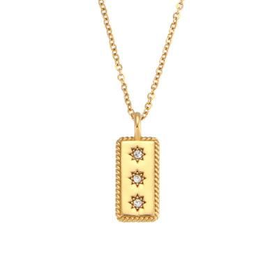 Factory Customized Fashion Jewelry Zircon Sun Pendant 18K Gold-Plated Stainless Steel Charm Necklace