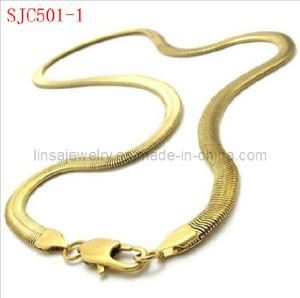 Gold Plated 316L Stainless Steel Snake Chain Necklace (SJC501-1)