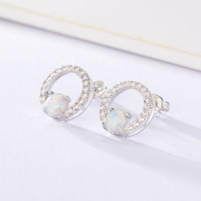 Four-Claw Round Australian Treasure Earrings Opal Earrings