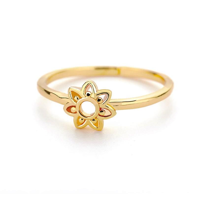 Fashion Small Flower Hollow out Open Adjusment Gold Plated Ring