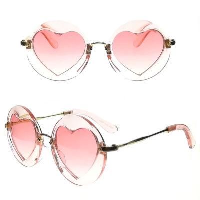 Round Frame Stylish Heart Shape Fashion Sunglasses for Children