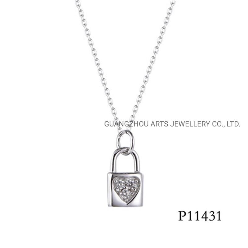 Valentine′s Gift Fashion Silver Lock Necklace